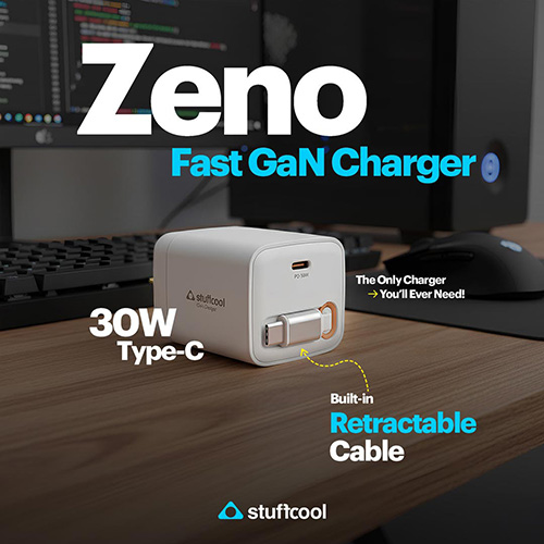 Stuffcool launches Zeno: Indiaâ€™s first 30W GaN charger with built-in retractable cable