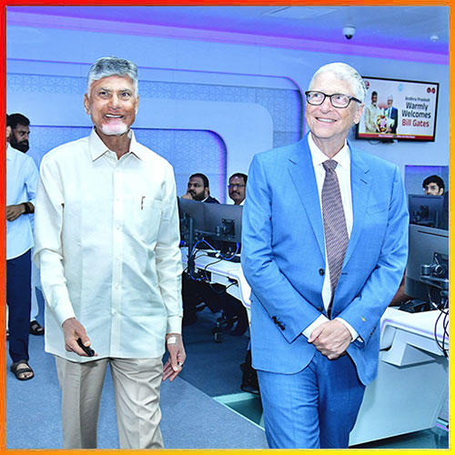 Bill Gates reviews Andhra Pradeshâ€™s tech-driven governance with CM N. Chandrababu Naidu at RTGS centre