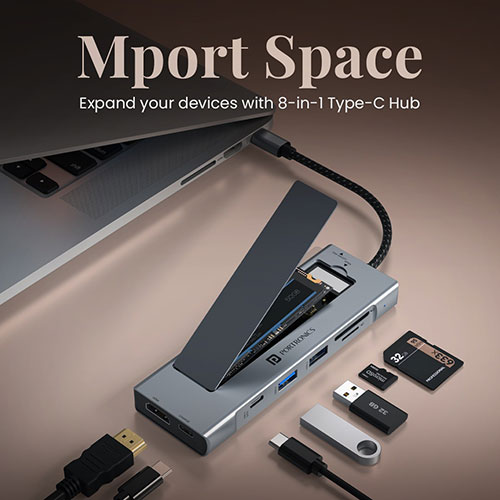 Portronics launches Mport Space, an 8-in-1 Type-C hub with built-In M.2 SSD expansion