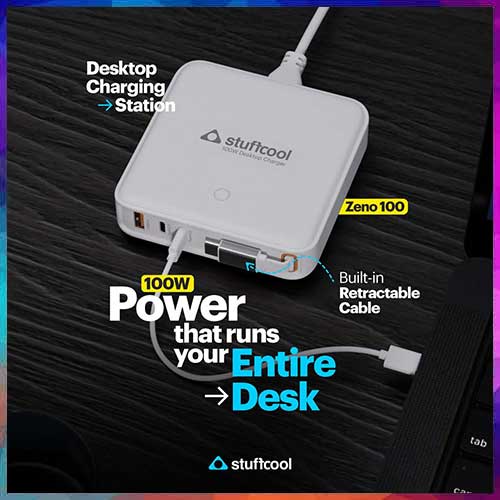 Stuffcool unveils Zeno 100W desktop charger with multi-device support and built-In retractable cable