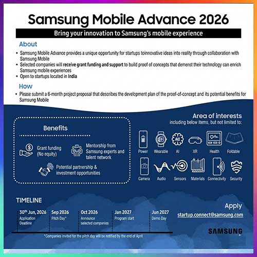 Samsung opens applications for 2026 Mobile Advance startup programme in India